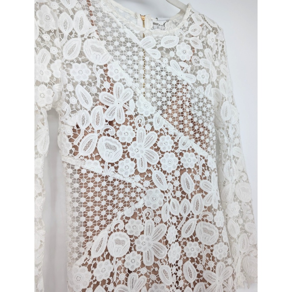 Selfie Leslie Reinhart White Lace Coquette Sheer Angel Fairycore Mini Dress XS - Picture 6 of 12